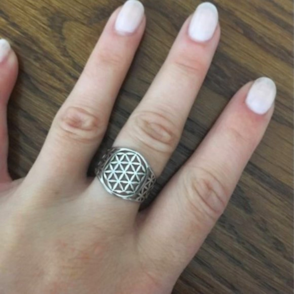 Stainless Steel Flower of Life Ring